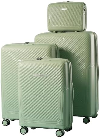 SONADA Almeria Unbreakable Luggage set, TSA Approved Lock, Anti theft Double Zipper lock suitcase set, Expandable (Green)
