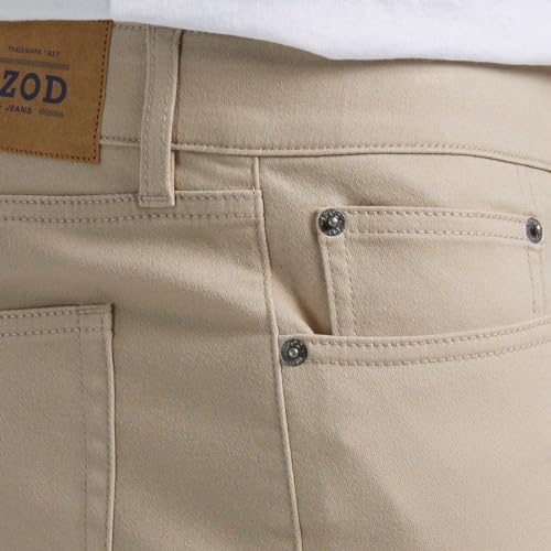 SIZE 36X30 - IZOD Mens Mid-Weight Comfort Stretch Knit Denim 5 Pocket Pant (US, Waist Inseam, Regular, Tan)