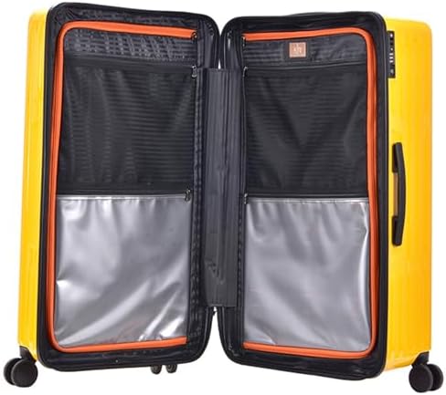 LUSHBERRY AXEL Luggage (29 INCH) Trunk Size Luggage Polycarbonate Hard Case Japan Hinomoto Double Wheels Anti Theft Travel Bags Suitcase International Lock Large Capacity Volume (Yellow)