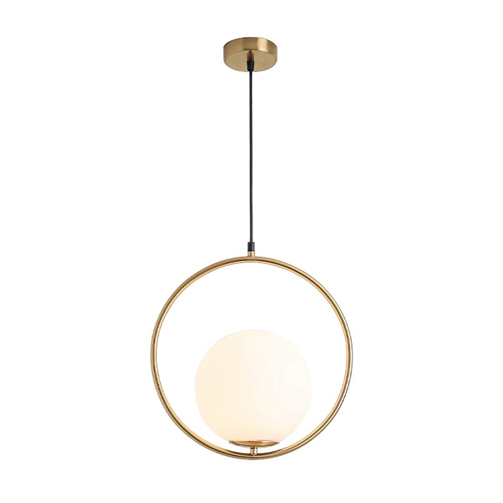 KCO Mid Century Modern Large Globe Pendant Light Fixture 1-Light Brushed Brass Gold