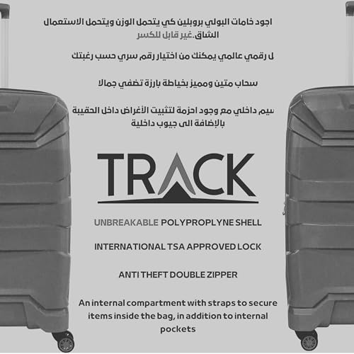PRINCE TRACK Unbreakable Luggage Set Of 4, Anti Theft Double Zipper Suitcase for Travel, TSA Approved, Expandable (Grey)