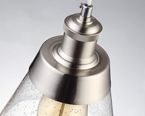 مصباح معلق عصري من الزجاج مع غطاء زجاجي شفاف منفوخ يدويًا، مطلي بالنيكل المصقول