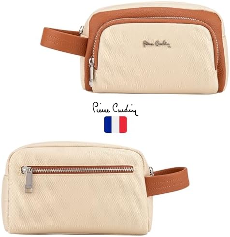 Pierre Cardin Unisex Essential Water Repellent Washbag For Travel, Men Multi Purpose Pouch For Office And Travel PB87087 Beige