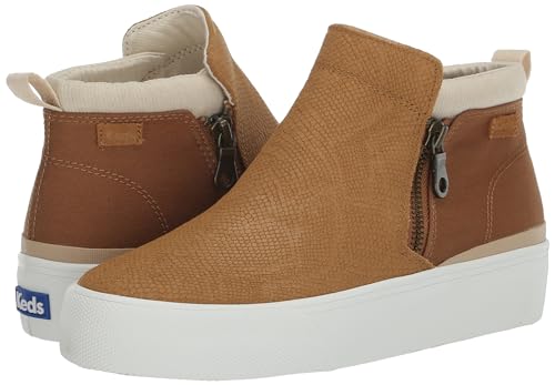 Keds Cooper Zip Boot, Boot Womens, Tan Snake Embossed Suede