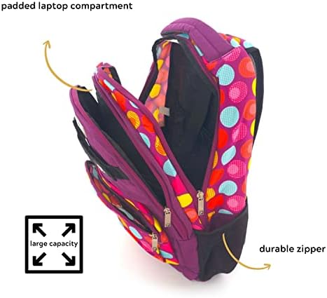 Pierre Cardin 2pcs Set Kids School Backpack with Pencil Case Dimensions: 47x34x15cm (PC23831-Purple with Polka Dots)