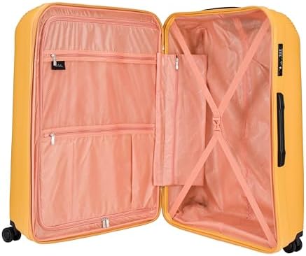 Pierre Cardin Unbreakable Luggage Set of 4, Anti Theft Double Zipper With International Lock Suitcase for Travel, 4 Double Silent Wheels, Expandable Zipper for More Space, Unisex Suitcase (Yellow)