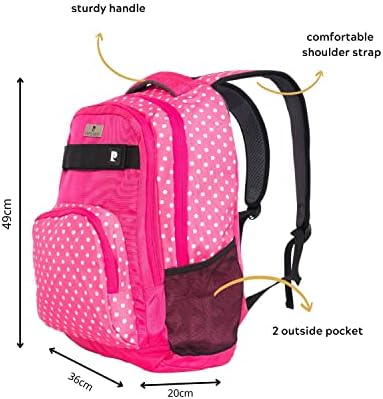 Pierre Cardin 2pcs Set Kids School Backpack with Pencil Case Dimensions: 47x34x15cm (PC23831- Pink with White Polka Dots)