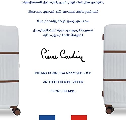 Pierre Cardin Luggage TSA Approved Suitcase for Travel, ANTI Theft Double Zipper Travel bag, Skyline Collection (Checked Luggage 29 Inch, White)