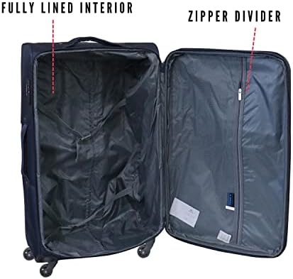 Sonada Lighweight luggage 4 Wheels Softside Suitcase for travel, ANTI Theft Digit Lock (Set of 3, Red)