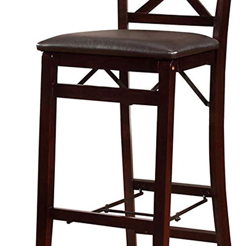 Linon Triena X Back Folding Bar Stool, Merlot/Brown