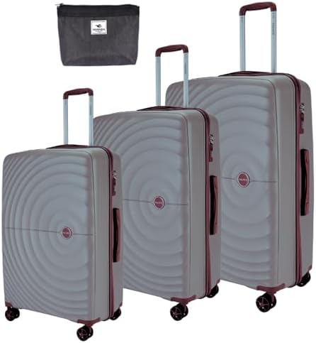 PRINCE Luggage Set of 3 Unbreakable Luggage with 4 Spinner Wheels, Luggage for Travel Light Weight Anti-Theft Lock, Size 20 24 28 Inch (Grey)