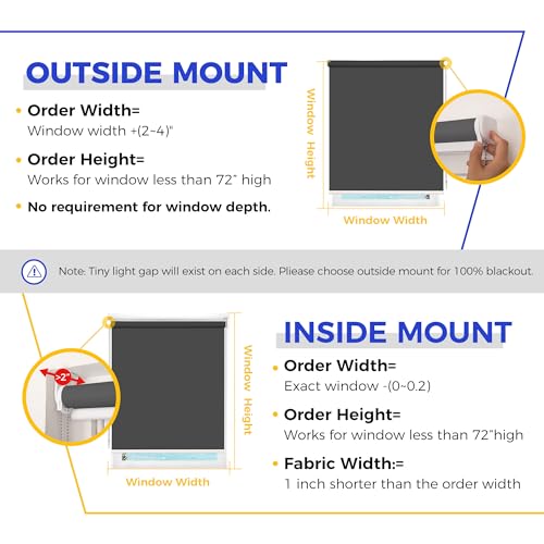 Allesin 100% Blackout Roller Shades, Blinds for Windows with Thermal Insulated & UV Protection Waterproof Fabric