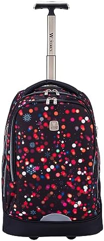 WIRES Trolley School Bag 3 PCS set All in One 2 BIG WHEEL Rolling Bag Incloude Pencil case and Lunch bag, Laptop Compartment, Anti theft Zipper (W24345)