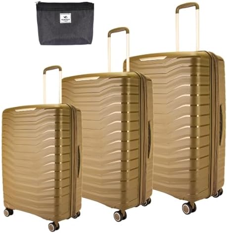 Pierre Cardin Luggage Lightweight Suitcase for Travel,Unbreakable Luggage, 4 Sppiner Wheels.Set of 3 (Champ)