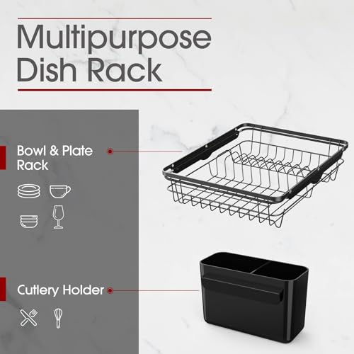 Sakugi Dish Drying Rack - Stainless Steel Dish Rack with Drainboard for Kitchen