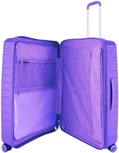Pierre Cardin Unbreakable Luggage,Expandable Zipper,4 Spiner Whels, Set of 4 PCS (Purple)
