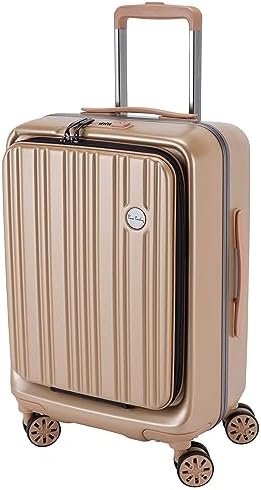 Pierre Cardin 20 Inch laptop trolley bag Strong shell Front Pocket with Laptop Compartment rolling laptop bag for business and Travel, TSA Approved Lock (PC86326-Champagne)