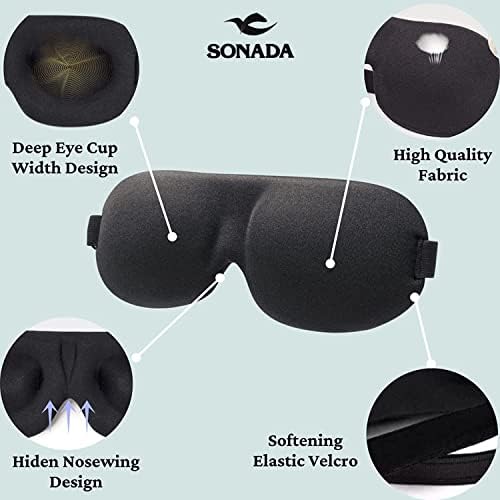 Sonada Ultra soft contoured eye mask With Ear Plug Unisex Very Light Weight And Block Out Lights, Night Sleep Mask Comfot Travl Eye Mask Adjustable Size