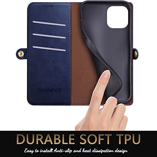 SUANPOT for iPhone 14 Wallet case, Blue
