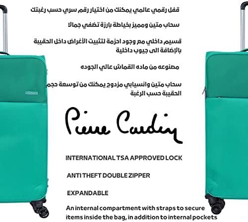 Pierre Cardin Luggage Softside Lightweight Suitcase for Travel, TSA Approved Lock, Anti Theft Double Zipper, Mercury Collection (Set of 3, Teal)