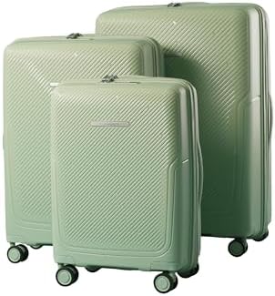 SONADA Almeria Unbreakable Luggage set, TSA Approved Lock, Anti theft Double Zipper lock suitcase set, Expandable (Green)