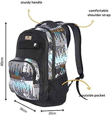 Pierre Cardin 2pcs Set Kids School Backpack with Pencil Case Dimensions: 47x34x15cm (PC23831- Black Urban City)