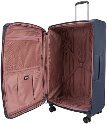 Pierre Cardin Luggage Softside Lightweight Suitcase for Travel, TSA Approved Lock, Anti Theft Double Zipper, Mercury Collection (Navy)