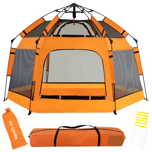 CELETOY Baby Pop Up Playpen with Canopy, Baby Pop Up Tent with Safety Lock