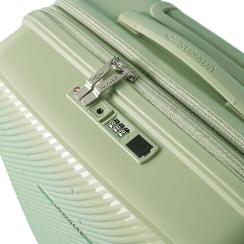 SONADA Almeria Unbreakable Luggage set, TSA Approved Lock, Anti theft Double Zipper lock suitcase set, Expandable (Green)