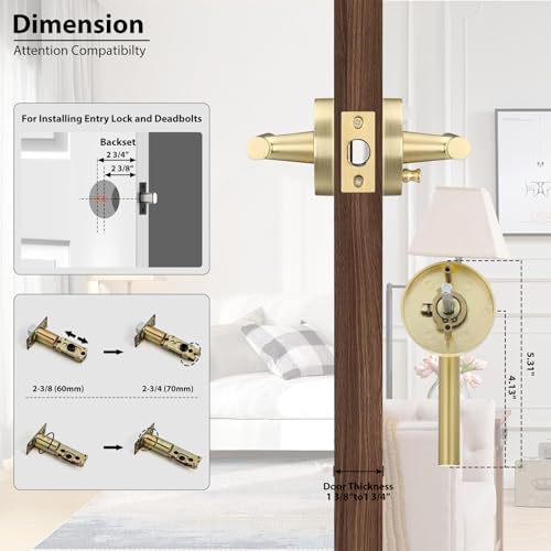 مقبض باب داخلي عالي التحمل من هايدمز جولد، مقبض ذراع باب الخصوصية، مقابض أبواب الحمامات الداخلية، مقبض باب غرفة النوم العصرية