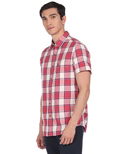 المقاس: L - قميص رجالي بقصّة سليم من US POLO ASSN (UDSHT0411H_RED S)