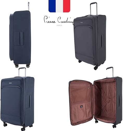 Pierre Cardin Luggage Softside Lightweight Suitcase for Travel, TSA Approved Lock, Anti Theft Double Zipper, Mercury Collection (Navy)