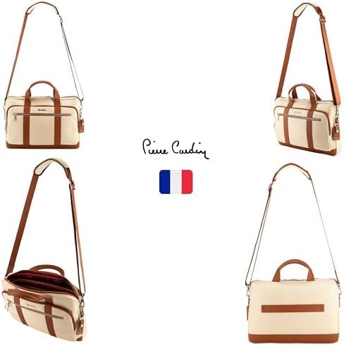 Pierre Cardin Unisex Premium Business Laptop Briefcase 15.6-Inch Laptop Bag Large Capacity Messenger Bag Soft Top Handle Handbag With Long Straps Travel Office Work PB87092 Brown