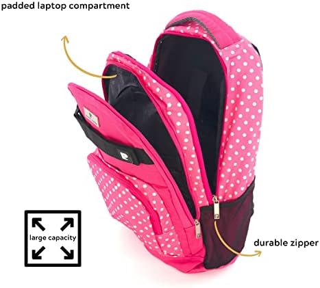 Pierre Cardin 2pcs Set Kids School Backpack with Pencil Case Dimensions: 47x34x15cm (PC23831- Pink with White Polka Dots)