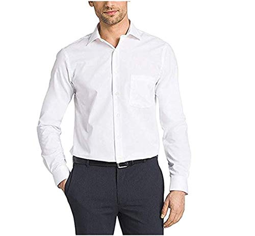 SIZE: L - Kirkland Signature Men's Traditional Fit Long Sleeve Shirt (White)
