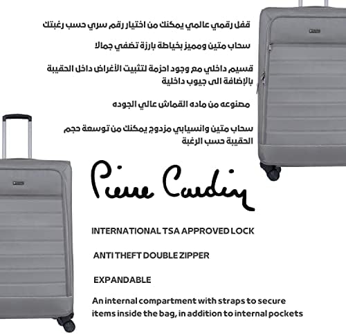 Pierre Cardin Lightweight Luggage TSA Approved Suitcase for Travel, ANTI Theft Double Zipper, 4 Double Wheels, Gallen Collection (Set of 3, Grey)
