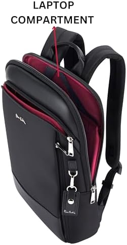 Pierre Cardin Unisex Professional Travel Laptop Backpack, Extensible Business Bag, Water Resistant College Backpack PB87071 Black
