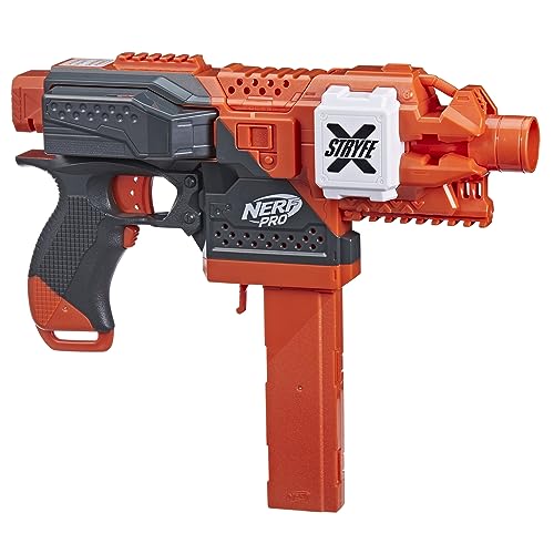 NERF Pro Stryfe X Dart Semi-Auto Blaster, Rechargeable LiPo Battery, 30 AccuStrike Half-Length Darts, 15-Dart Magazine, 150 FPS, Eyewear, 14+ (Amazon Exclusive)