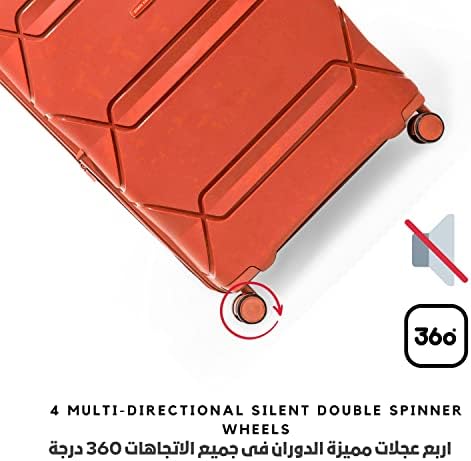 Pierre Cardin UNBREAKABLE Luggage Lightweight suitcase for travel TSA Approved, Double Zipper (Set of 4, Peach)