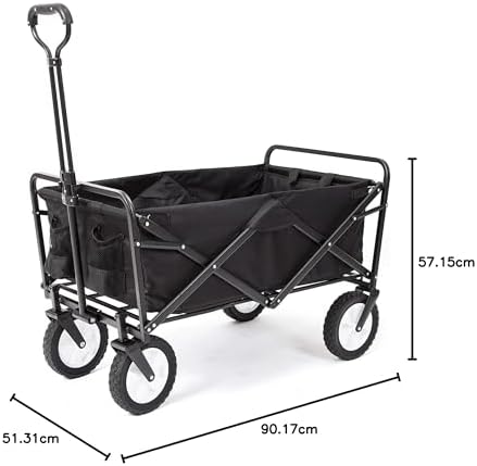 MacSports Collapsible Folding Outdoor Utility Wagon, Black