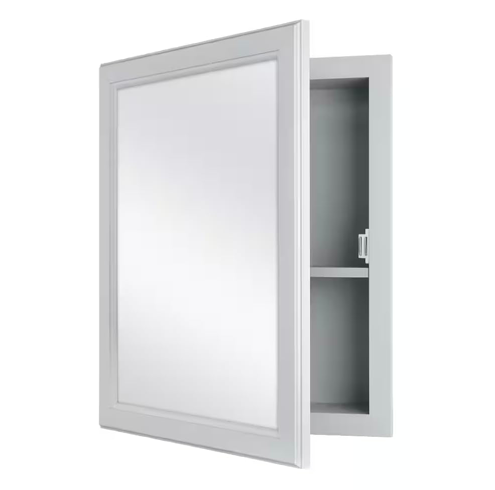Glacier Bay Rectangular Wood Composite Medicine Cabinet with Mirror 15.1 in. W x 19.2 in. H