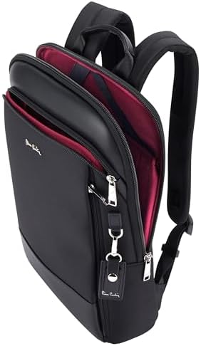 Pierre Cardin Unisex Professional Travel Laptop Backpack, Extensible Business Bag, Water Resistant College Backpack PB87071 Black
