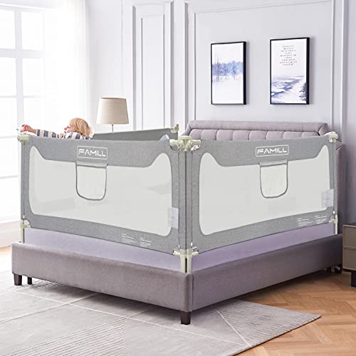 FAMILL Toddler Bed Rails, Upgraded Bed Rail for Toddlers (Grey, 210 cm, 1 Side)