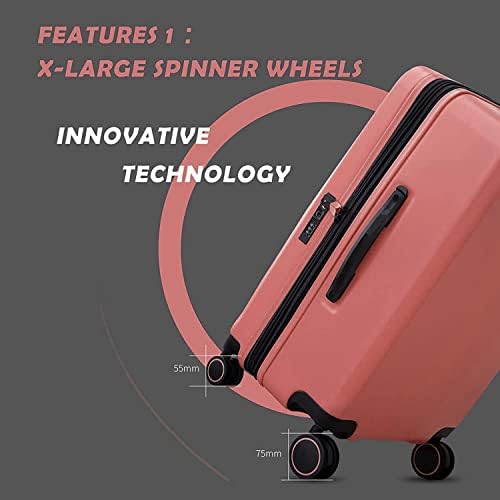 VERAGE Freeland Luggage with X-Large Spinner Wheels, Expandable Hardside Travel Luggage, Rolling Suitcase TSA Approved suitcase (Set of 3, Rose Gold)