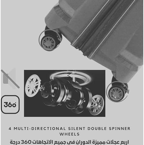 PRINCE TRACK Unbreakable Luggage Set Of 4, Anti Theft Double Zipper Suitcase for Travel, TSA Approved, Expandable (Grey)