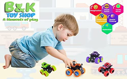 Monster Truck Toys - Inertia Car Educational Toy Cars, Friction Powered Toy Cars Push and Go Vehicles for Kids Best Gift for Boys Girls Age 3 and Above (4 CAR SET)