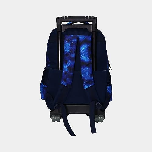 W WIRE'S School Rolling Backpack Set, All in One with Pencil Case, Lunch Bag, Trolley Bag for Boys & Girls, Black, 35x35x20 cm, 1.1 kg, Water Resistant, 4 Spinner Wheels, Adjustable Handle