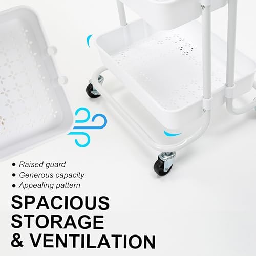 Prince horizon Rolling Storage Utility Cart, Multifunctional Metal Frame Storage Cart for Office, Home, Kitchen, Bedroom, Bathroom, Laundry Room (Black, 39x36x108 CM)