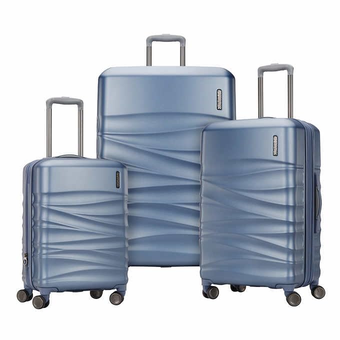American Tourister Tranquil 3-piece Hardside Set (Blue). Size: 51 cm, 61 cm, 71 cm - D