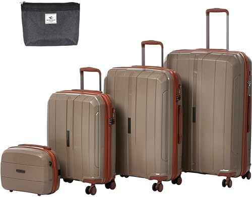 SONADA Unbreakable Luggage Set of 4, Expandable Suitcase With ANTI Theft Double Zipper, 4 Double Wheels, Lightweight and Durable Luggage for Travel (Champagne)